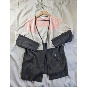 Charter Club Sweater Pink Gray Open  Long Sleeve Casual Cotton Womens Size L